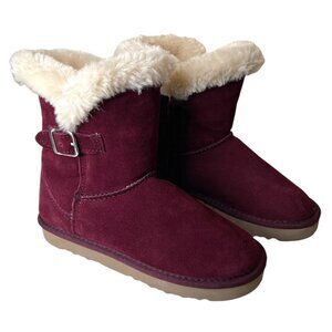 Macy's Style & Co Burgundy Suede Leather Faux Fur Lined Boots Size 5